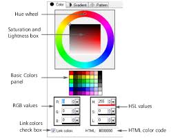 choosing colors by using the color picker