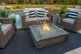 Fuel to the burner is supplied by natural gas or lp propane gas to a tabletop burner. 42 X 42 Square Outdoor Propane Gas Fire Pit Table In Gray Shop4patio Com