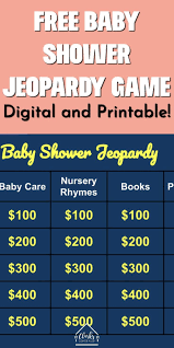 The training game follows the classic rules and all the fun of america's favorite quiz show® with rounds for jeopardy!, double jeopardy!, and final jeopardy! Fun Baby Shower Jeopardy With Free Digital Version Clarks Condensed Baby Shower Jeopardy Free Baby Shower Games Free Baby Shower