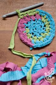 recycled t shirt crochet rug spring