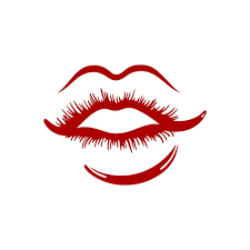 red female lips sign of kiss love