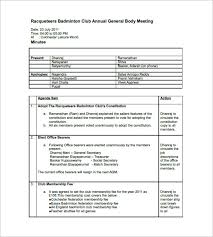 Club Meeting Minutes Templates 8 Free Sample Example Format
