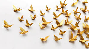 Flying Birds In Gold Wall Decor