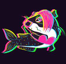 neon vector art with a colorful catfish