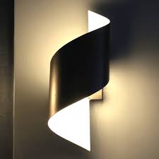 Designer Led Wall Light Twisted Black