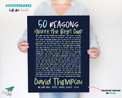 Gifts personalized and curated with love by happiness consultants timely delivery customized 50th Birthday Gift For Dad Husband 50 Year Old Personalized Reasons We Love You 50th Birthday Party Decorations Gifts For Mens 50th