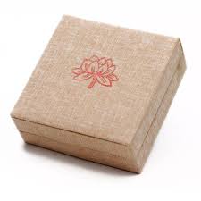 hinged lid logo printed khaki linen box