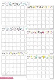 2020 Monthly Calendar Template Printables Whimsy