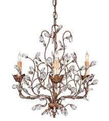 Currey Company 9883 Crystal Bud 3 Light 18 Inch Cupertino Chandelier Ceiling Light Small