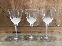 3 Cristal J.G. Durand France Florence Crystal Wine Glasses Signed, Frosted  Floral Details - Etsy