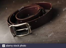 Fashionable Men S Brown Belt Made Of Genuine Leather With A Light Metal Buckle On A Dark Background Genuine Leather Handmade Close Up Stock Photo Alamy