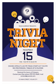 Blue Trivia Night Poster Template Postermywall
