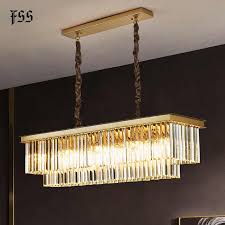 Fss Gold Rectangle Crystal Chandelier Lighting For Dining Room Chandeliers Led Lamps Indoor Light Fixtures Chandeliers Aliexpress