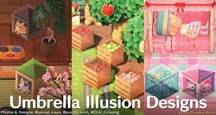 Only custom designs can be placed on the ground, so you'll be relying on this basic feature for floor decorations like cobblestones, pathways, and the occasional crude sand drawing. Animal Crossing Players Create Incredible New Item Illusions Using Umbrella Designs Design Codes Animal Crossing World