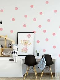 Salmon Pink Watercolor Polka Dots Wall