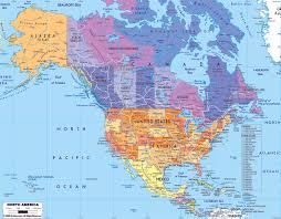 detailed political map of north america