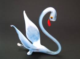 Glass Swan Animal Figurines Miniature