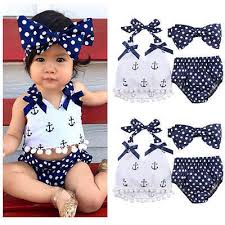 Us 3 32 20 Off 3pcs Baby Girl Clothes Set Baby Anchor Tops Polka Dots Briefs Summer Outfits Set Sunsuit Costume In Clothing Sets From Mother Kids