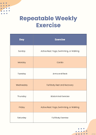 weekly exercise chart pdf