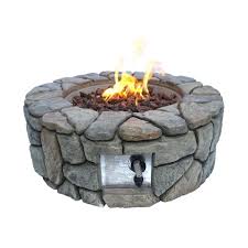 Faux Stone Round Propane Gas Fire Pit