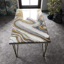 White Resin Table Handcrafted
