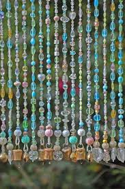 Pastel Glass Beaded Curtain With Gold
