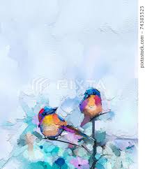 Oil Acrylic Painting Of Bird