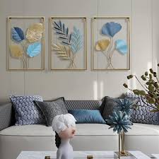 Gold Blue Iron Wall Sculptures Large