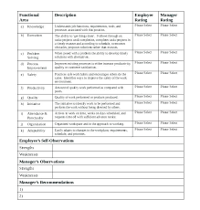 Employee Performance Evaluation Template Free Job Review Form