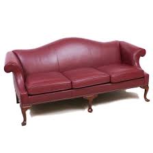 It's built on a wood frame and features rolled flared arms and a double camelback that creates a bold. Lot Art Contemporary Ethan Allen Maroon Leather Camelback Sofa