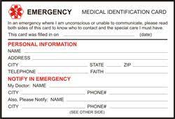 Medical Alert Cards Templates Rome Fontanacountryinn Com