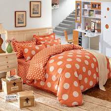 Orange Bedding Set Polka Dot Pattern