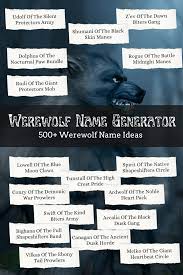werewolf name generator 500 werewolf