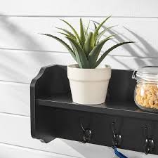 Black Entryway Utility Wall Shelf With