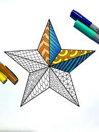 Fun way to create beautiful tangle star by drawing structured patterns. Nautical Star Pdf Zentangle Coloring Page Etsy