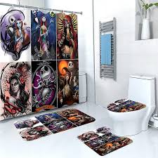 Bathroom 4 Pieces Set Shower Curtain