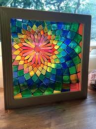 Wood Framed Stained Glass Mosaic