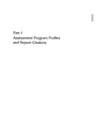 Part 1 Assessment Program Profiles And Report Citations