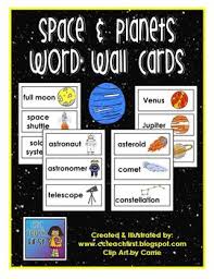 Space Planets Word Wall Pocket Chart Cards
