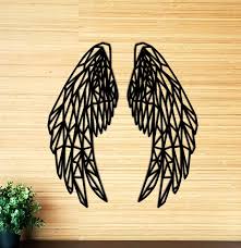 geometric wooden angel wings decor 2pcs