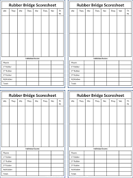 Printable Bridge Score Sheets Download Free In Pdf