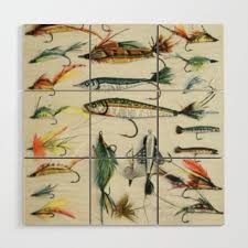 Fishing Lures Wood Wall Art By Blue