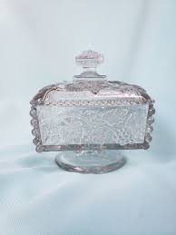 clear glass beaded square candy dish