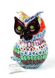 sculpture owl murrina millefiori from