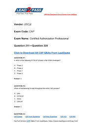 Lead2pass New Released Cap Exam Questions From Isc 2 Exam