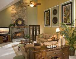 vaulted ceiling living room wall decor