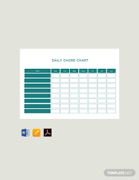 Free Daily Chore Chart Template Pdf Word Excel