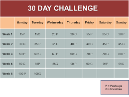 the 30 day push up and crunch challenge