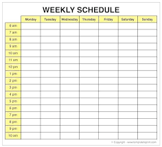 Excel Weekly Planner Template One Week Calendar Bi Free Printable