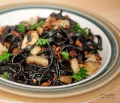 squid ink pasta with parsnips and